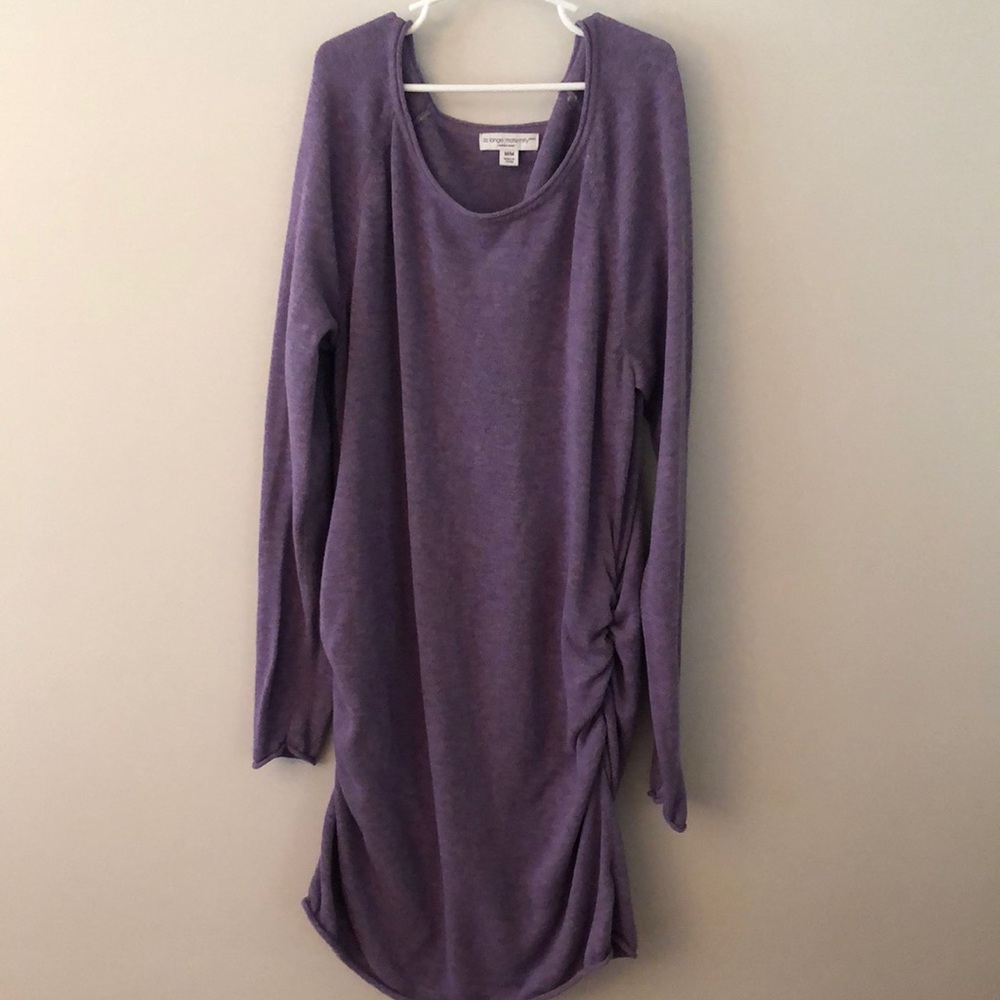 Purple Long Sleeve Maternity Shirt with Rouching